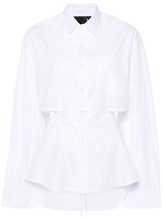 White Cut-out Cotton Shirt