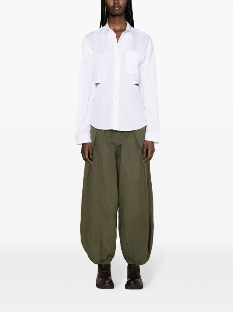 White Cut-out Cotton Shirt