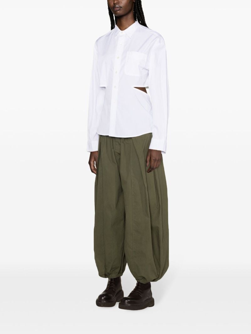 White Cut-out Cotton Shirt