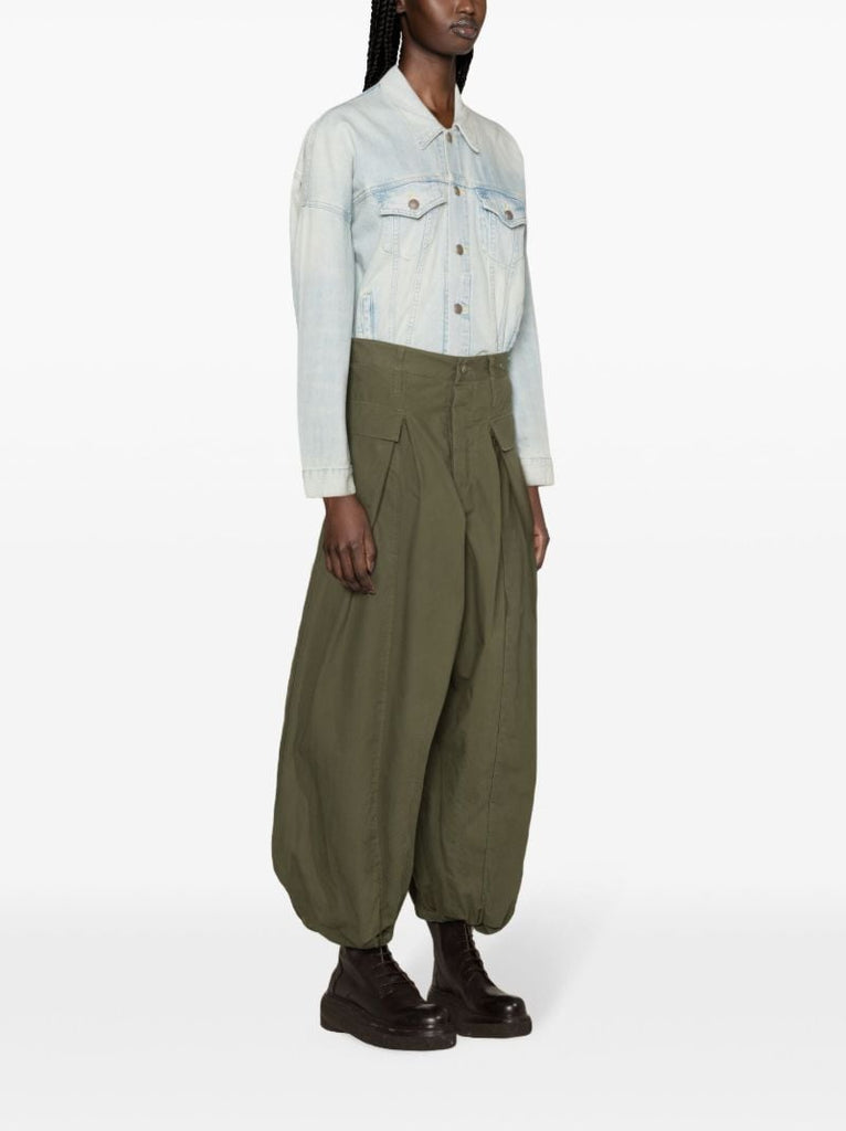 Green Jesse Cropped Tapered Trousers