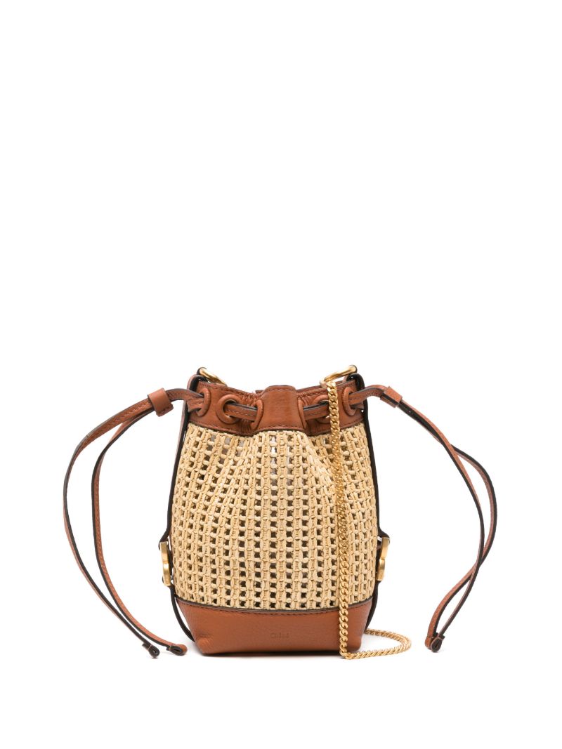 Neutral Marcie Woven Bucket Bag