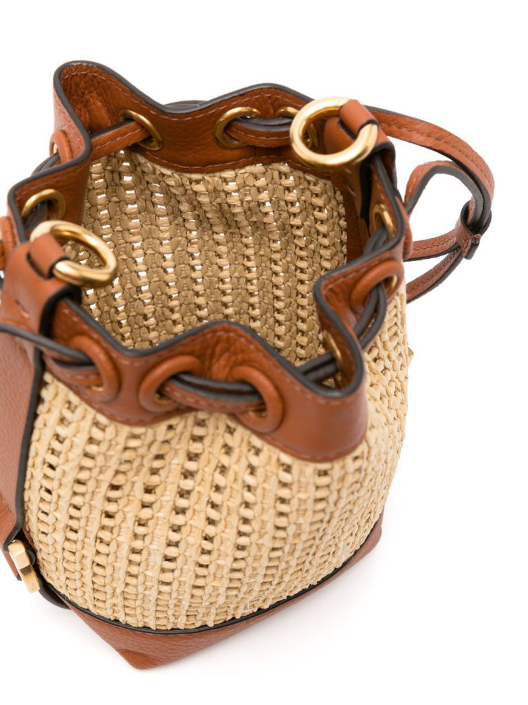 Neutral Marcie Woven Bucket Bag