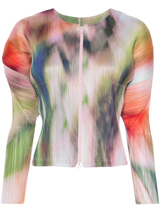 Green Turnip & Spinach PlissÃ©-effect Jacket