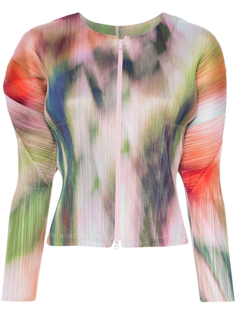 Green Turnip & Spinach PlissÃ©-effect Jacket