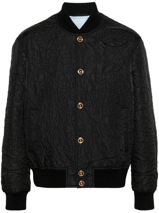 Black Barocco Quilted Bomber Jacket