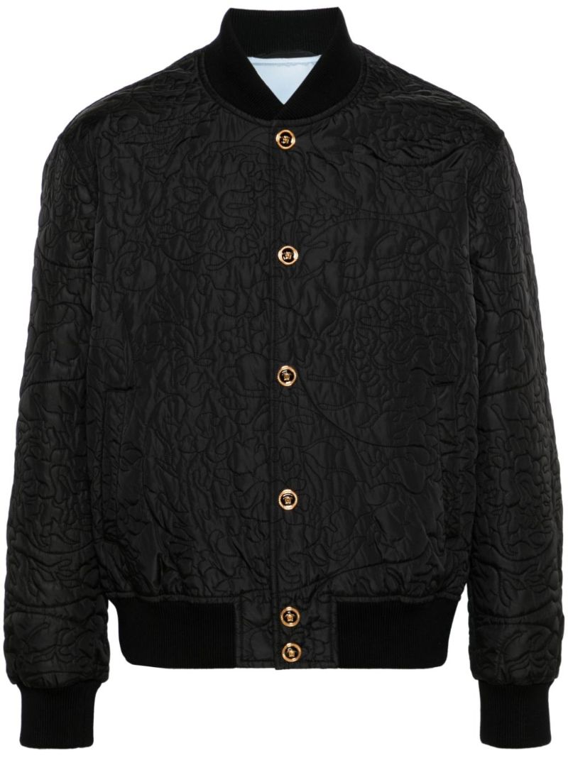 Black Barocco Quilted Bomber Jacket
