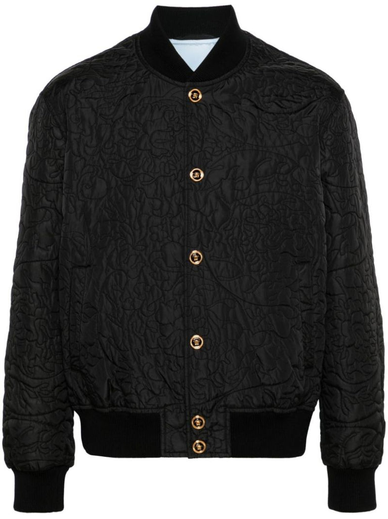 Black Barocco Quilted Bomber Jacket