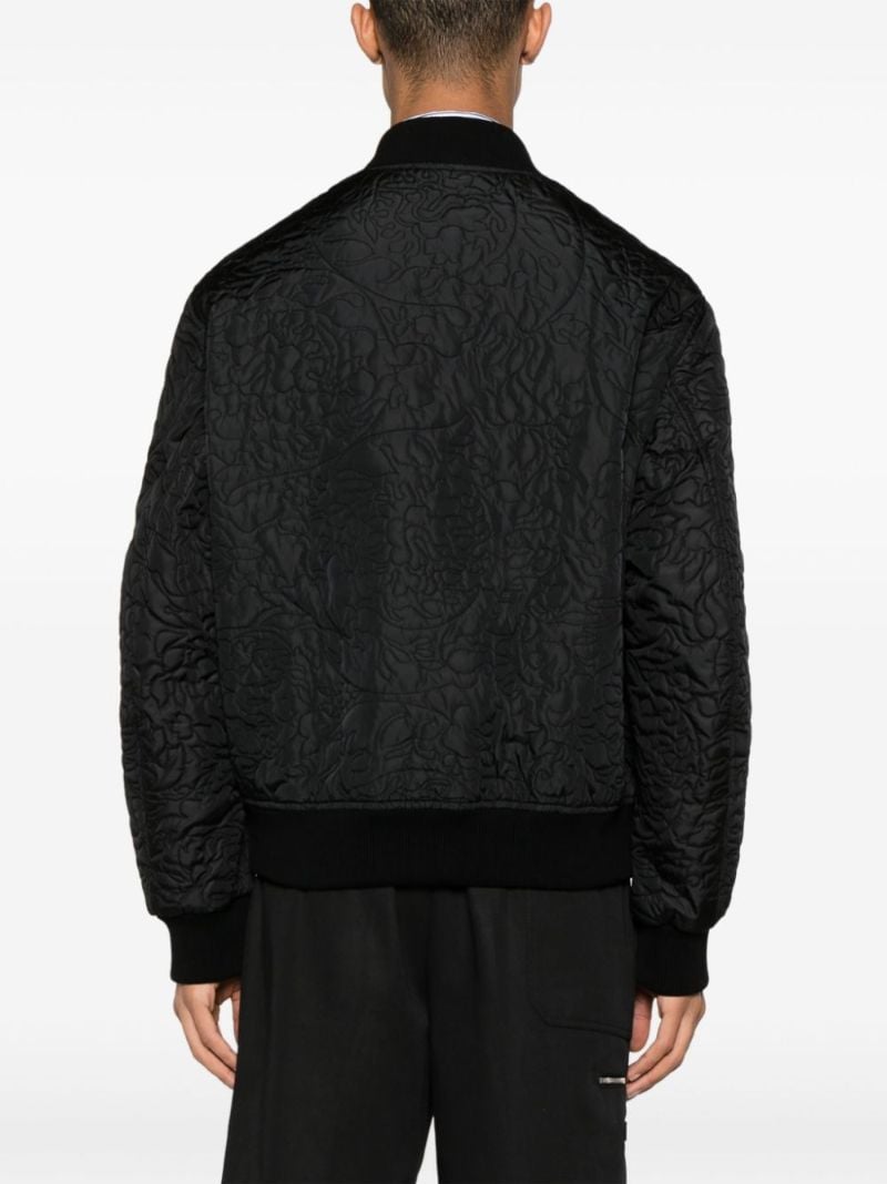 Black Barocco Quilted Bomber Jacket
