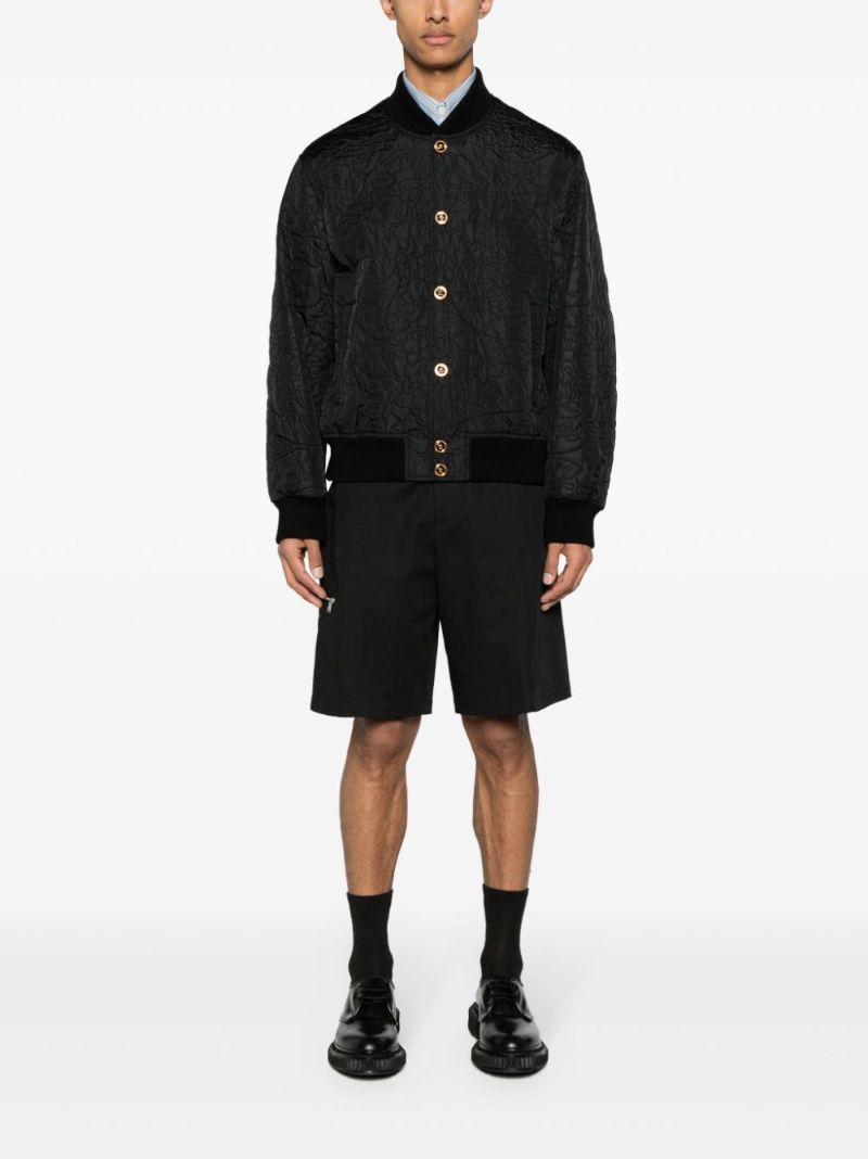 Black Barocco Quilted Bomber Jacket