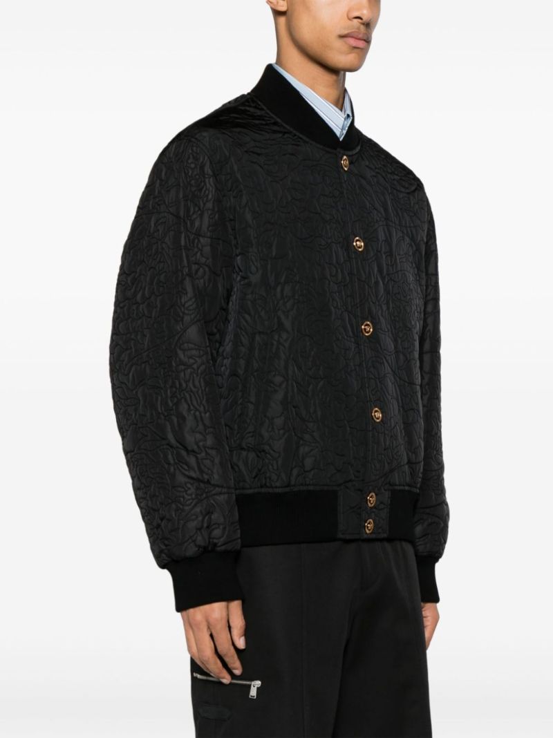 Black Barocco Quilted Bomber Jacket