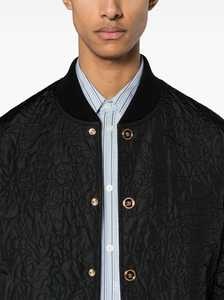 Black Barocco Quilted Bomber Jacket