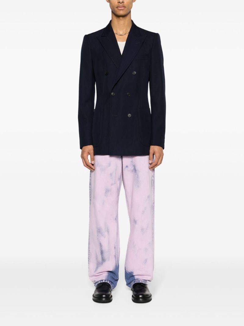 Pink Acid Wash Wide-leg Jeans