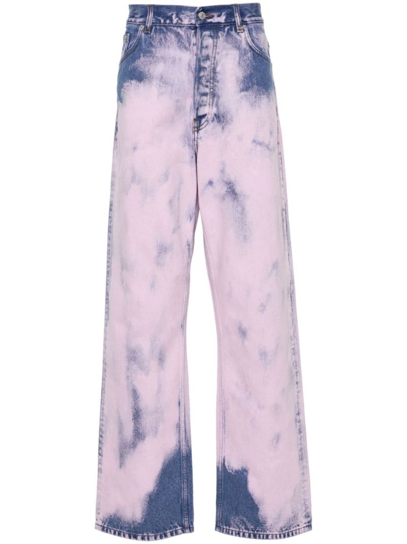 Pink Acid Wash Wide-leg Jeans