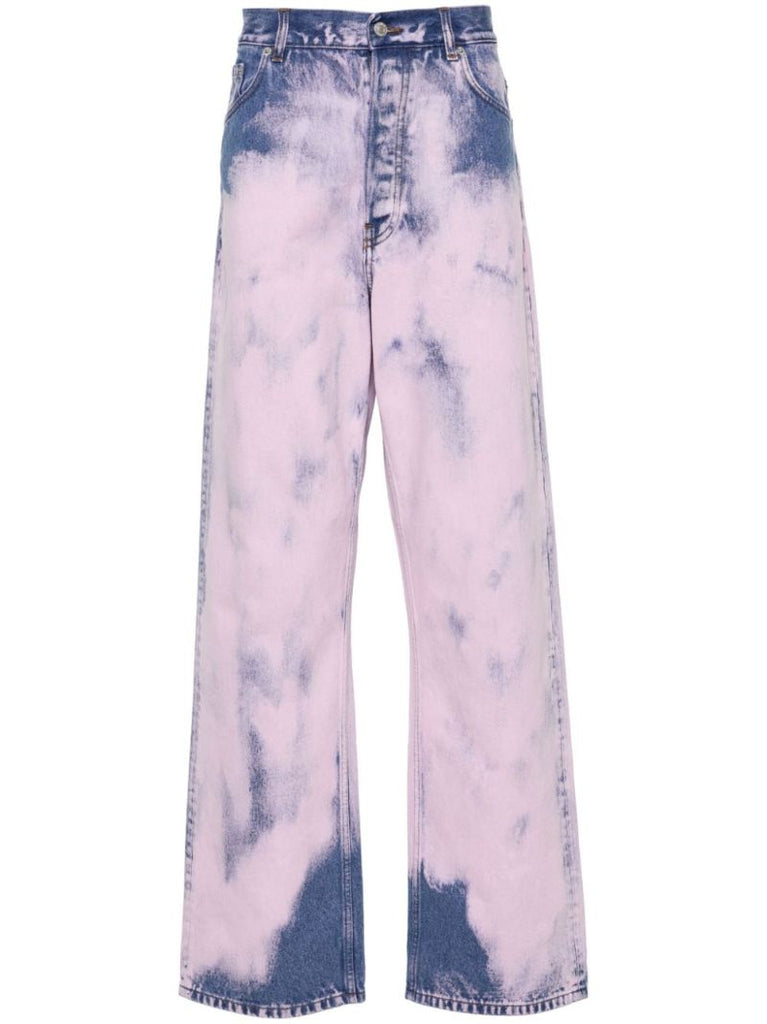 Pink Acid Wash Wide-leg Jeans