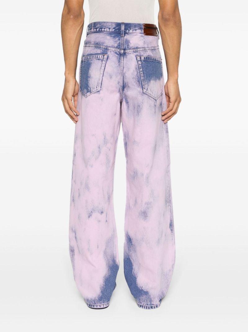 Pink Acid Wash Wide-leg Jeans
