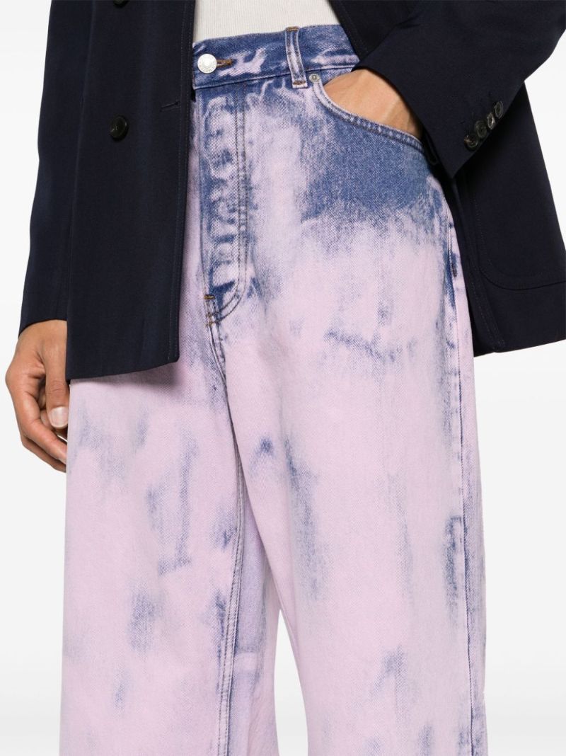 Pink Acid Wash Wide-leg Jeans