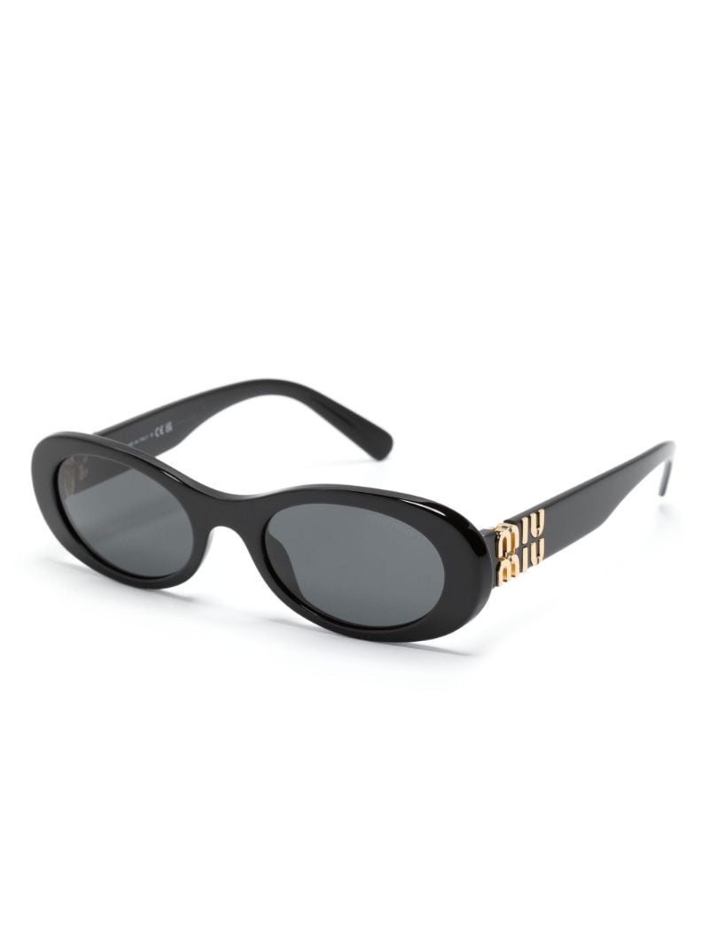 Black Miu Glimpse Oval Frame Sunglasses