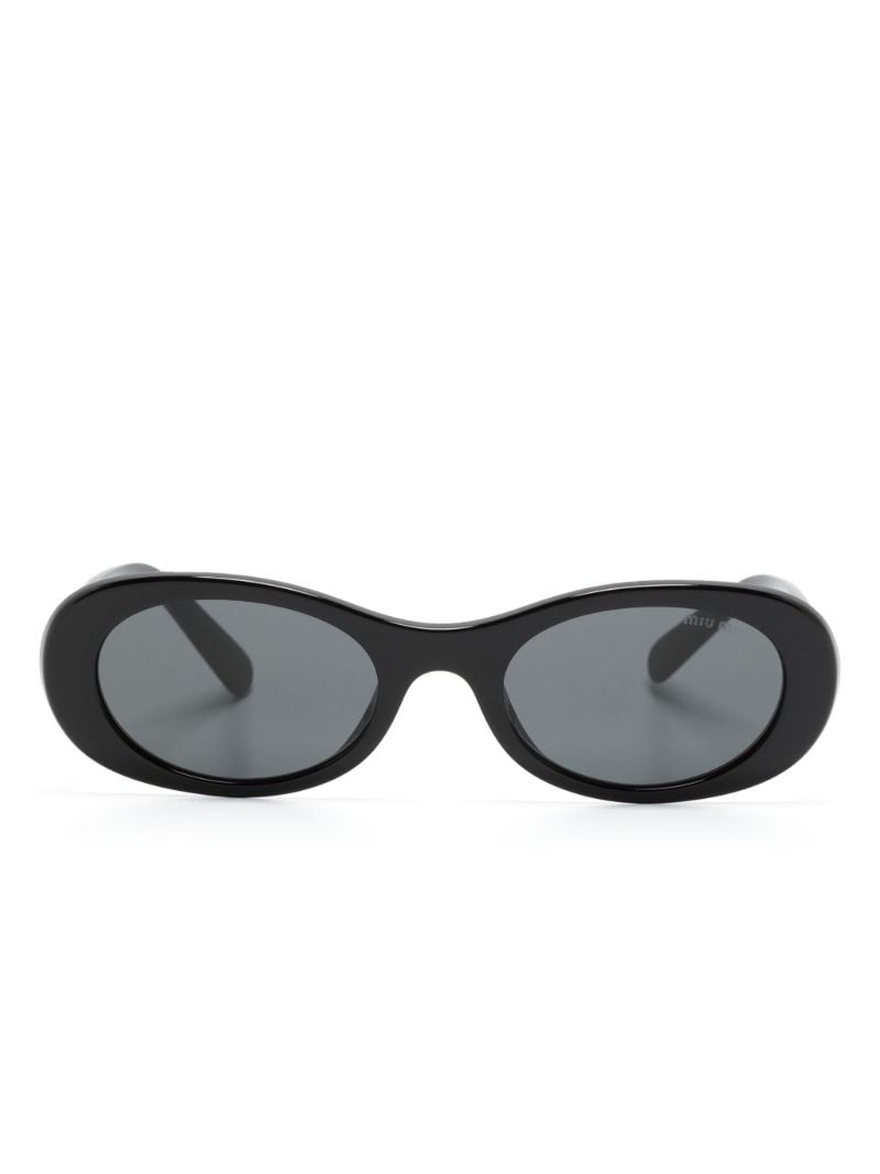 Black Miu Glimpse Oval Frame Sunglasses