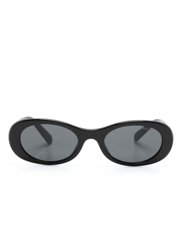 Black Miu Glimpse Oval Frame Sunglasses