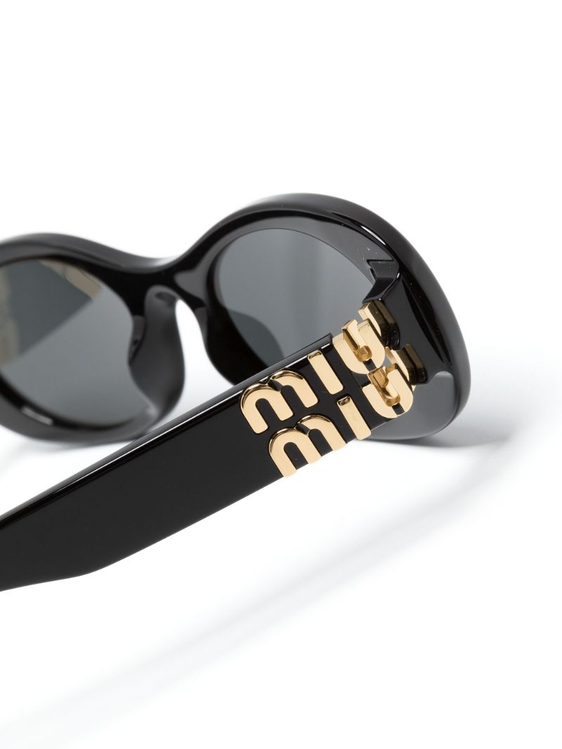 Black Miu Glimpse Oval Frame Sunglasses
