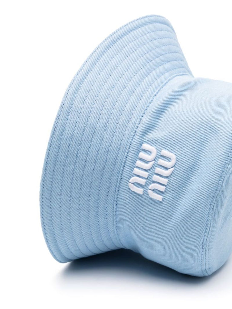 Blue Logo-embroidered Cotton Bucket Hat