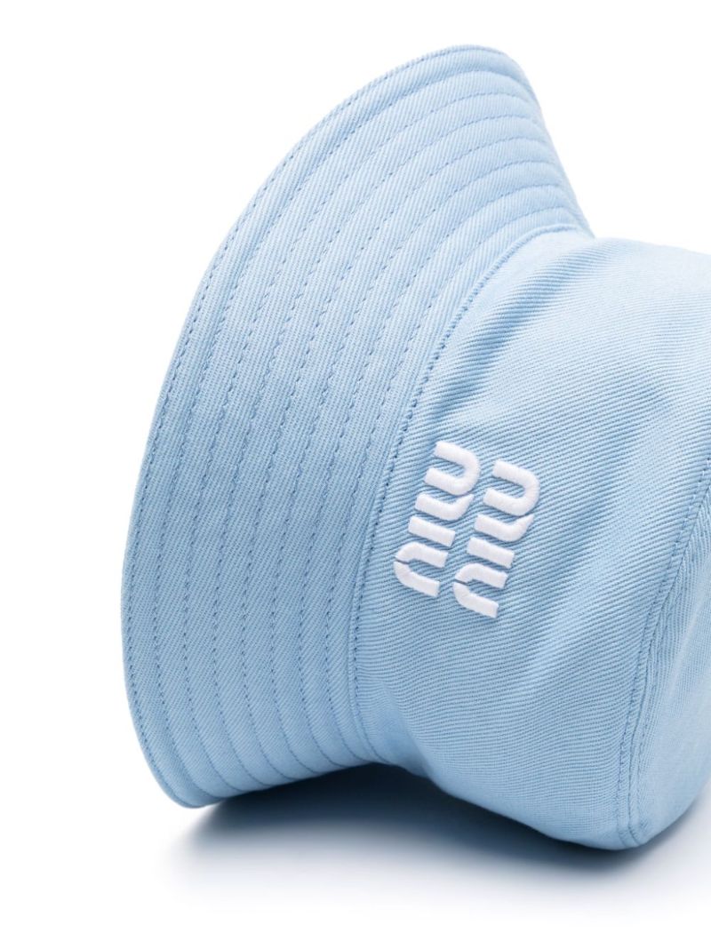 Blue Logo-embroidered Cotton Bucket Hat