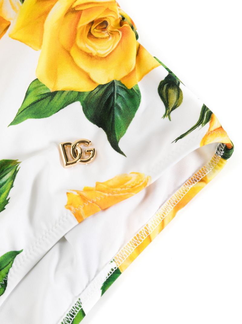 White Rose Print Halterneck Swimsuit