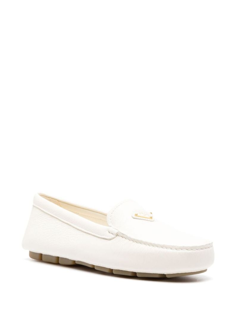 White Logo-plaque Leather Loafers