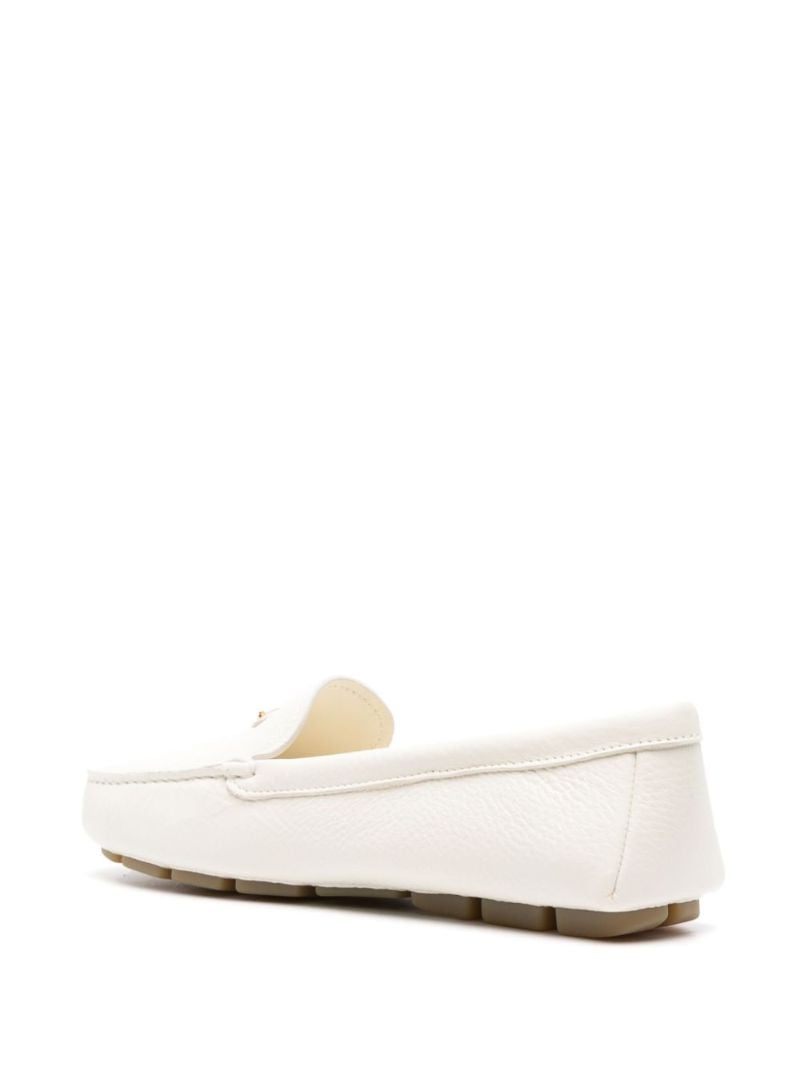 White Logo-plaque Leather Loafers