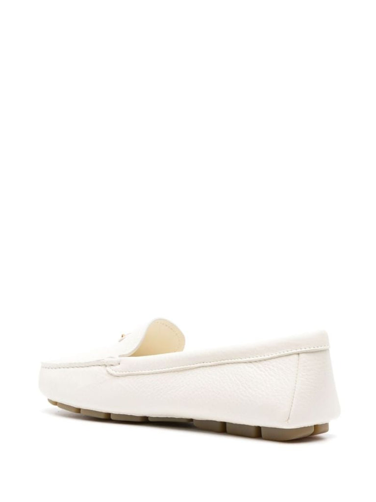 White Logo-plaque Leather Loafers