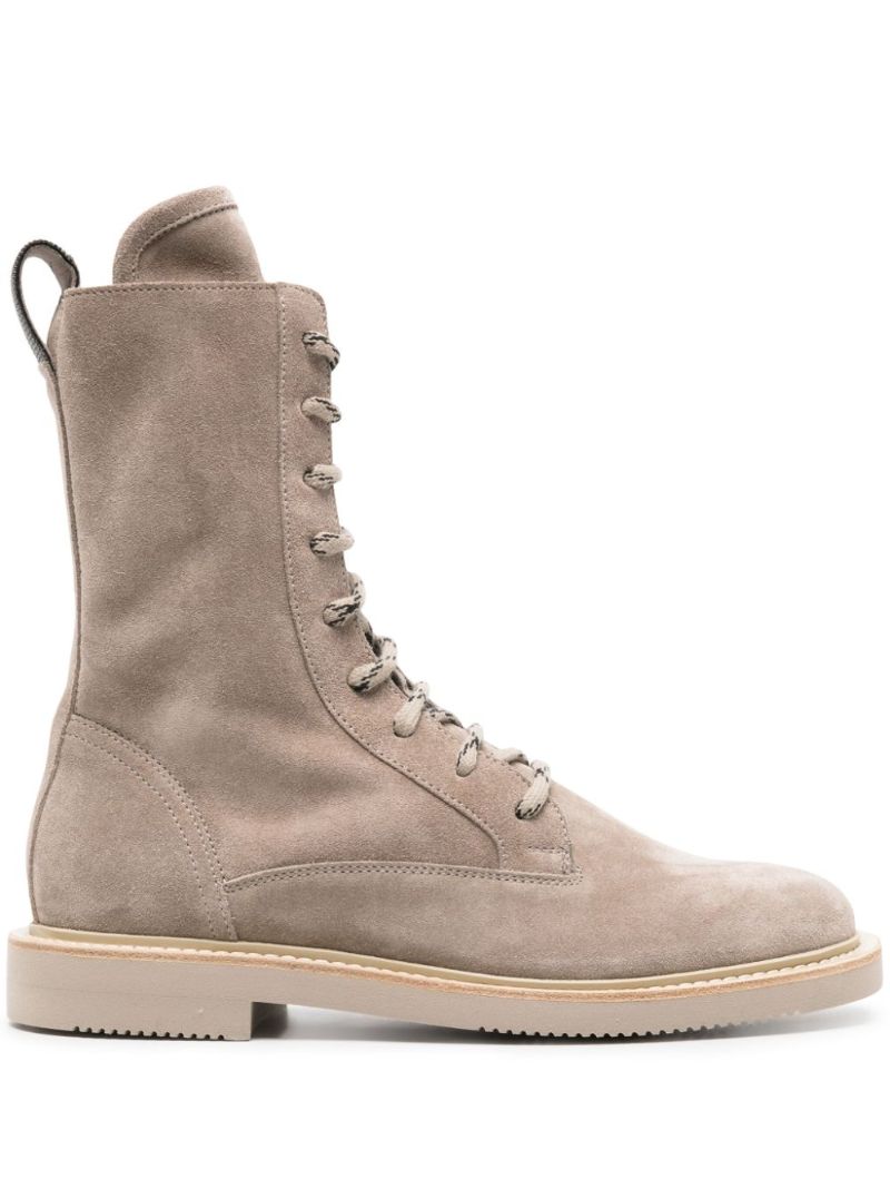 Neutral Monili-tab Suede Boots