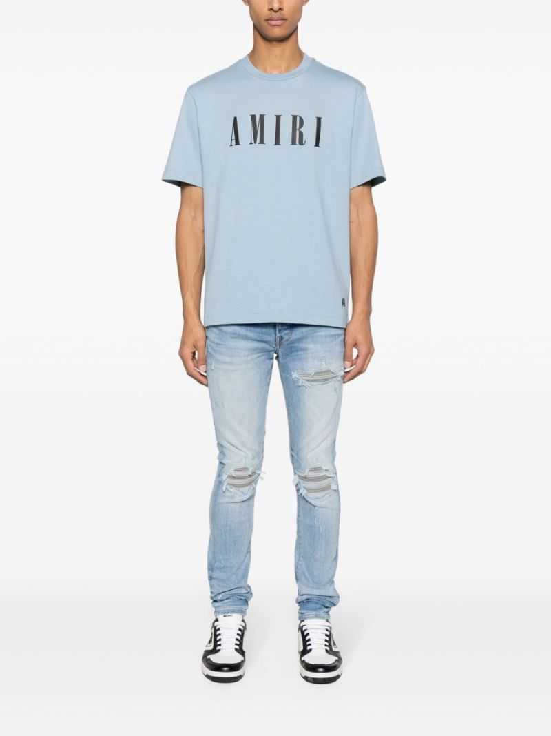 Blue Logo-print Cotton T-shirt