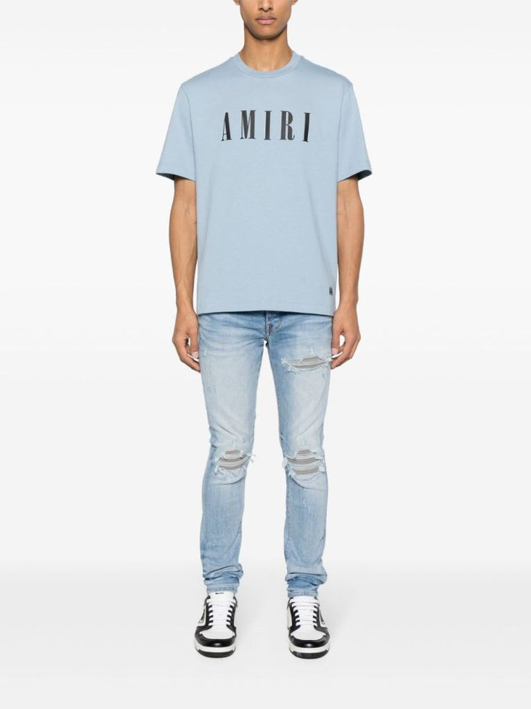 Blue Logo-print Cotton T-shirt