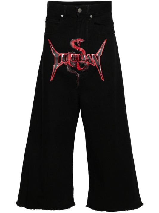 Black Mid-rise Wide-leg Jeans