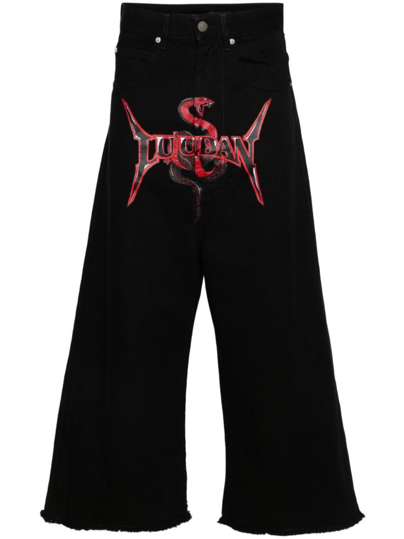 Black Mid-rise Wide-leg Jeans