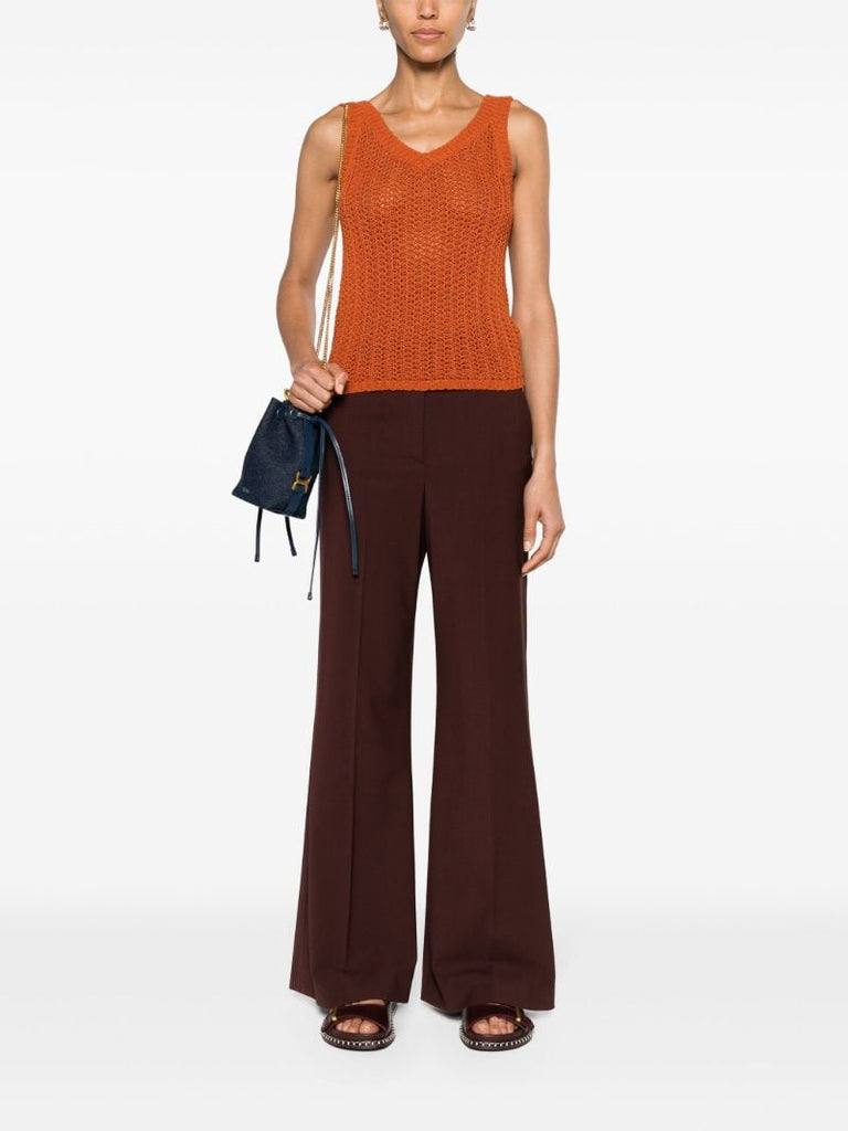 Orange Open Knit Tank Top
