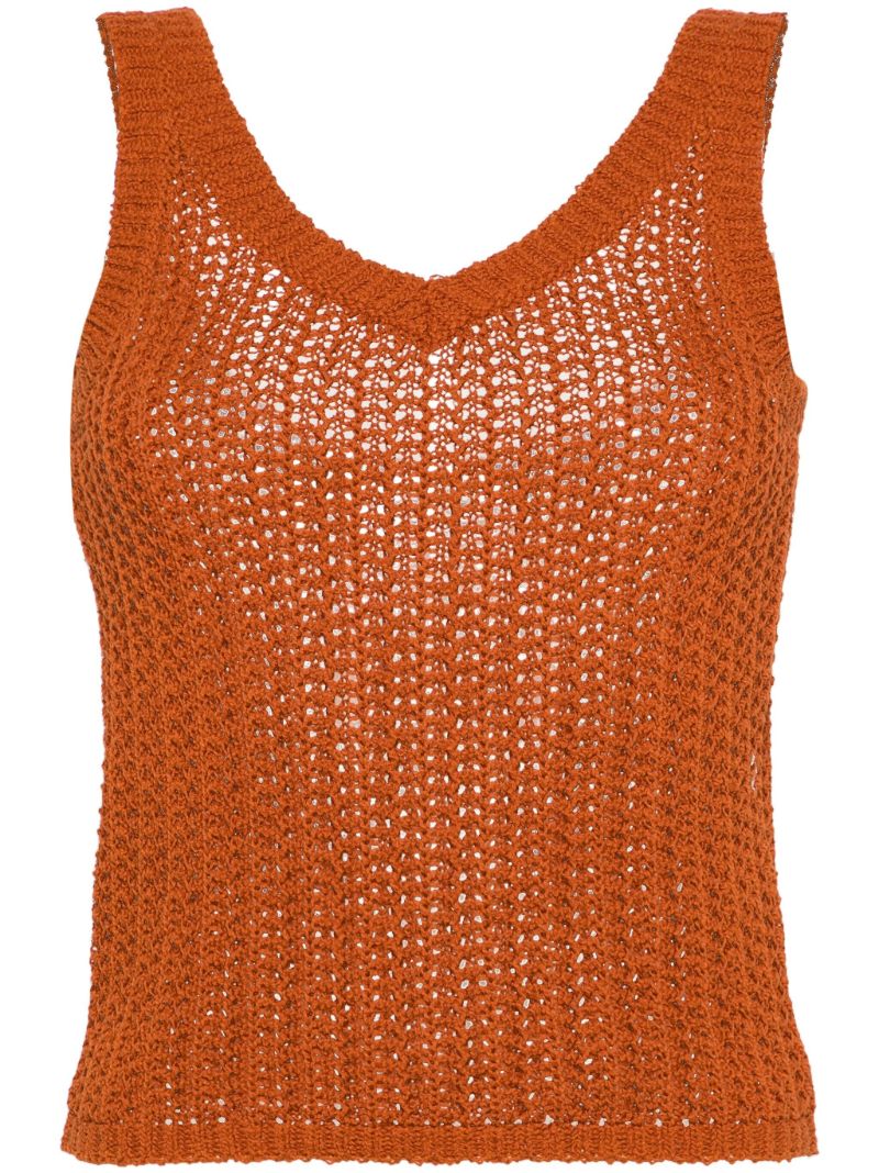 Orange Open Knit Tank Top