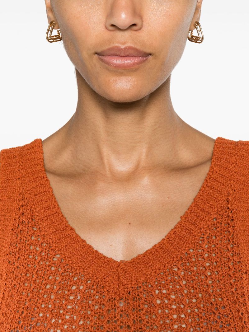 Orange Open Knit Tank Top