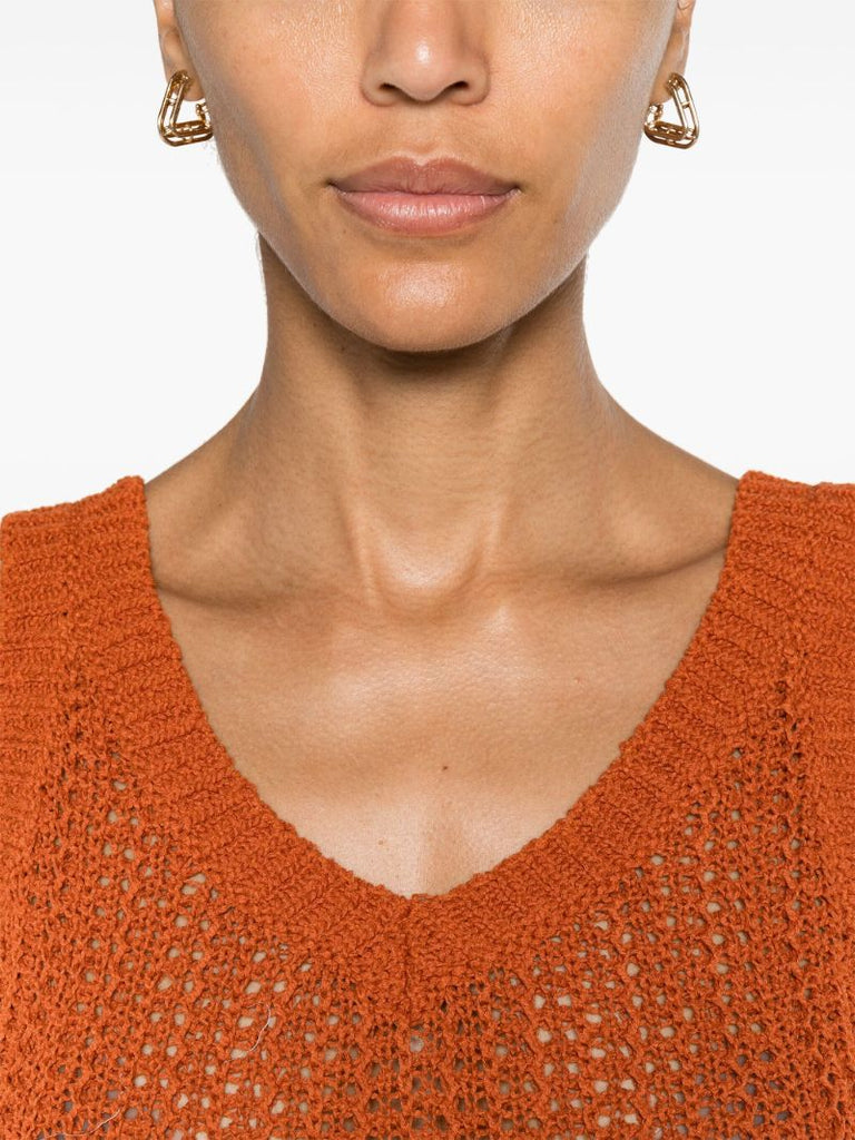 Orange Open Knit Tank Top