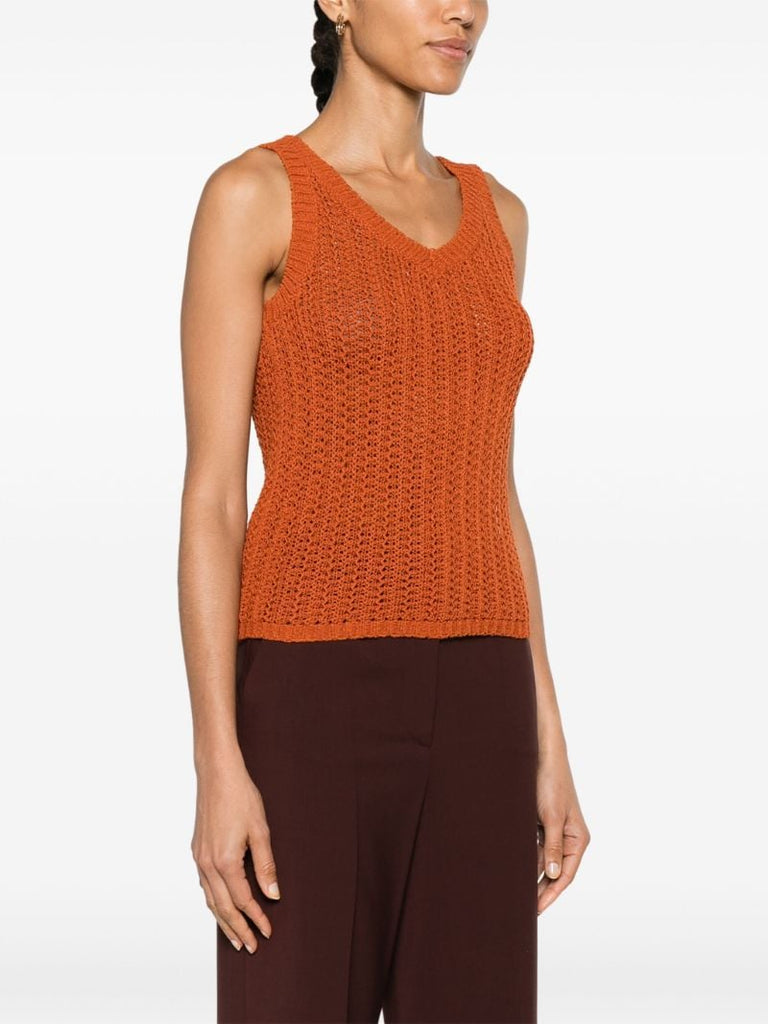 Orange Open Knit Tank Top