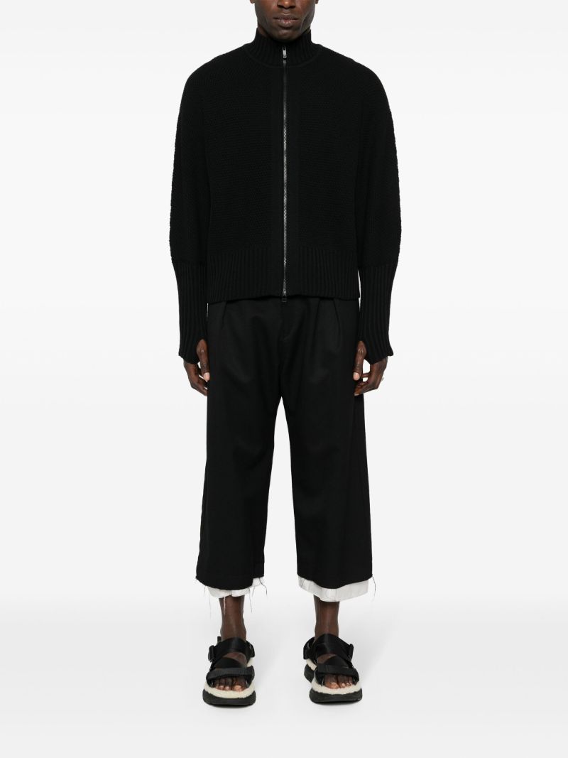 Black Zip-up Knit Cardigan