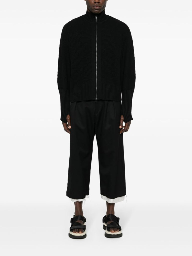 Black Zip-up Knit Cardigan