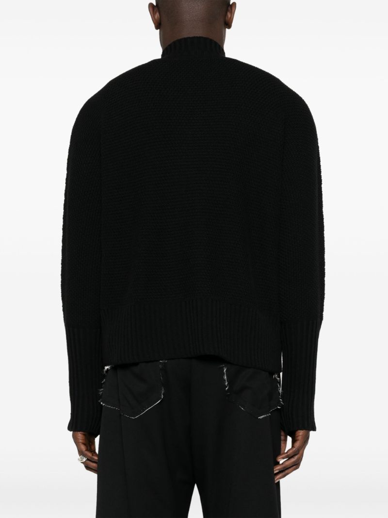 Black Zip-up Knit Cardigan