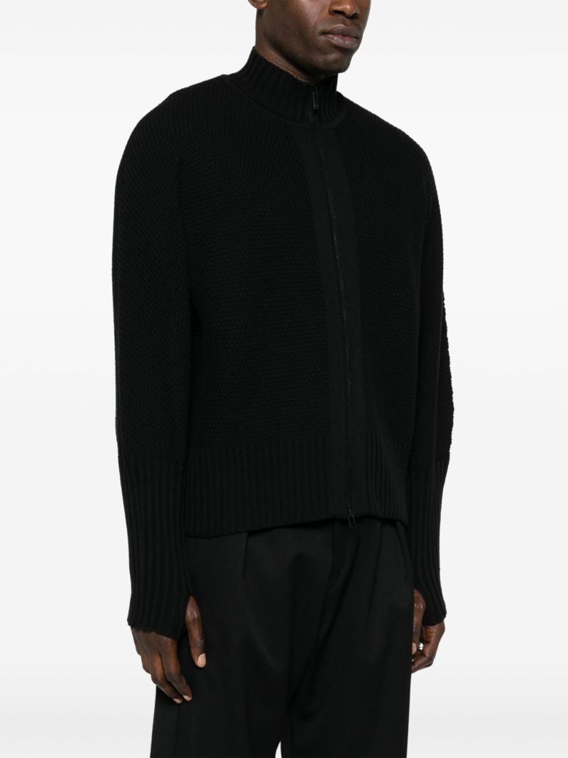 Black Zip-up Knit Cardigan