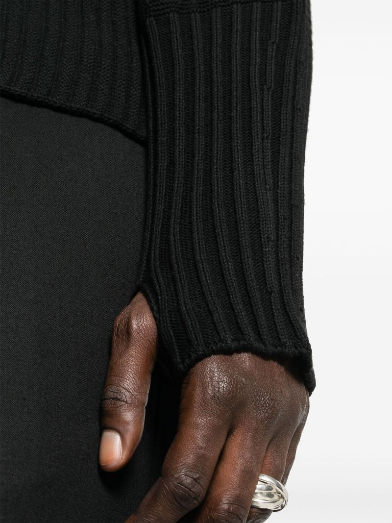 Black Zip-up Knit Cardigan