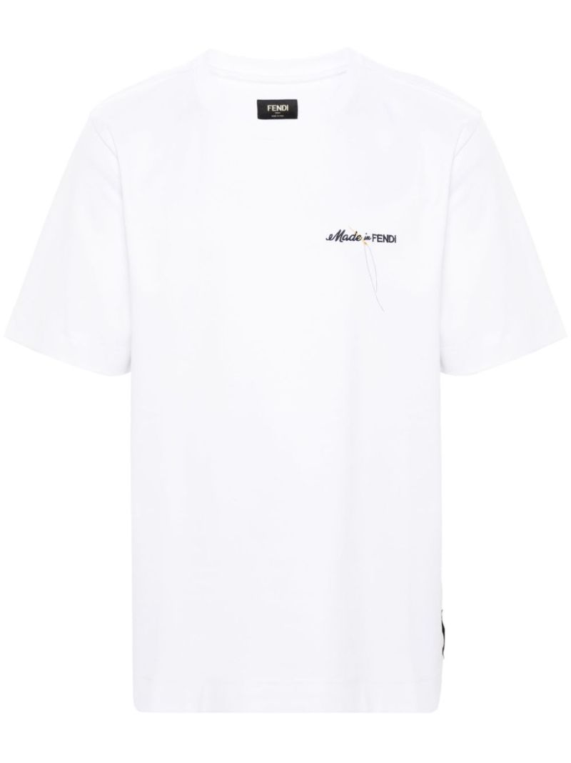 White Logo-embroidered Cotton T-shirt