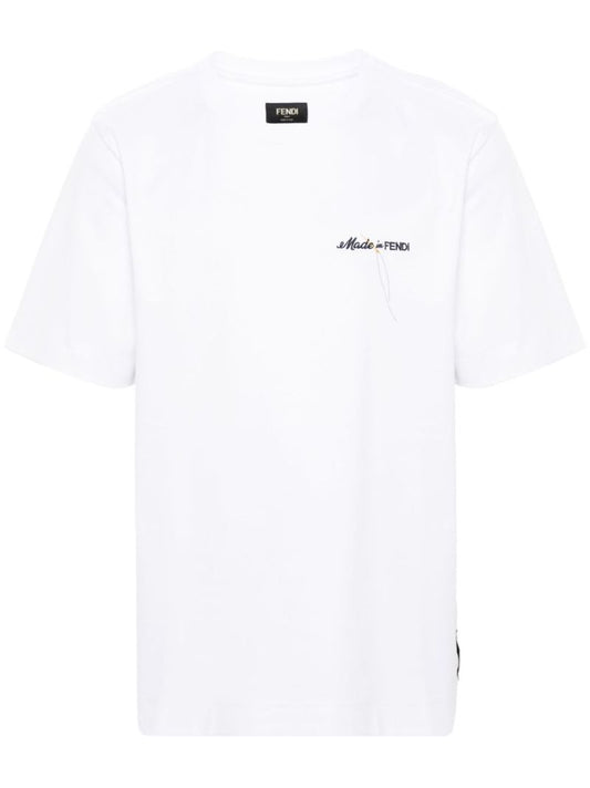 White Logo-embroidered Cotton T-shirt