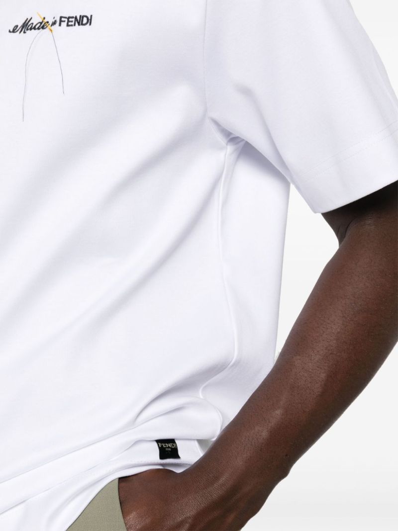 White Logo-embroidered Cotton T-shirt