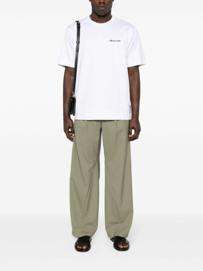 White Logo-embroidered Cotton T-shirt