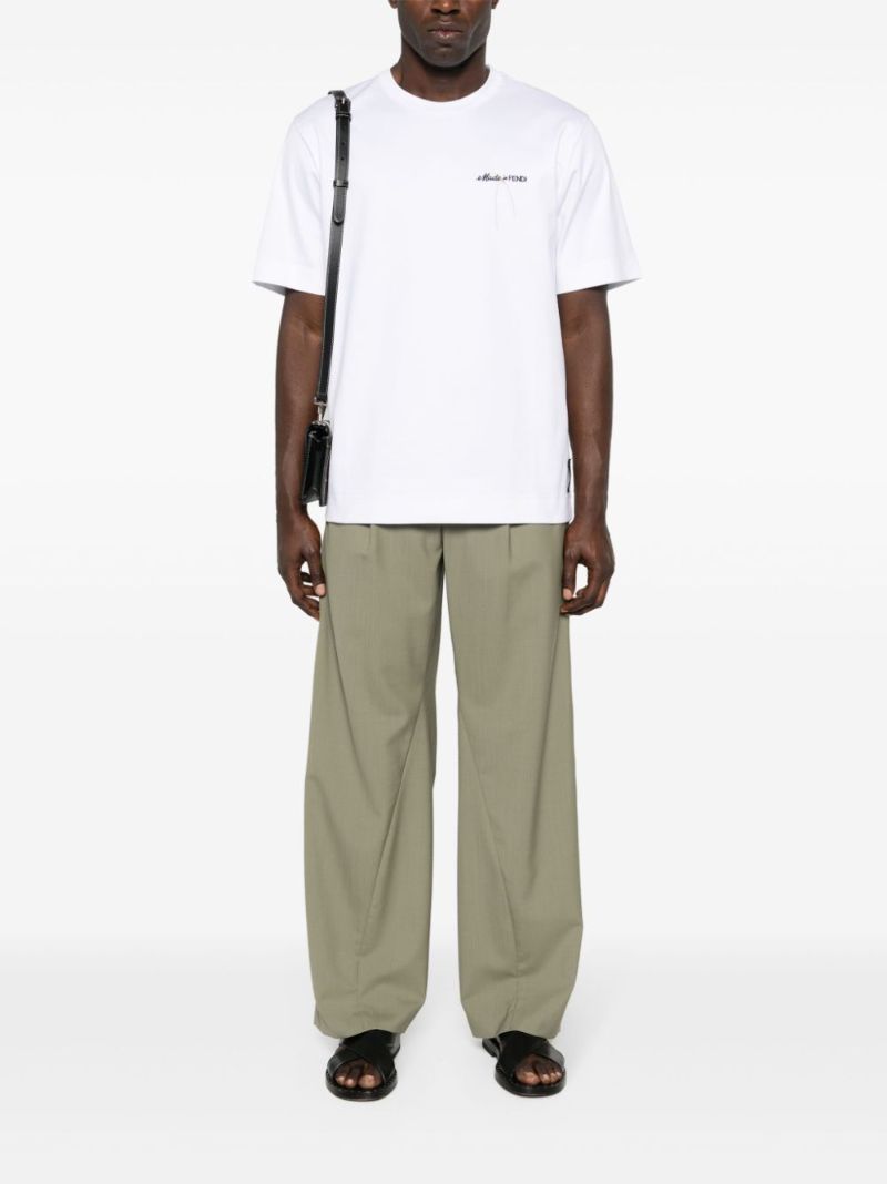 White Logo-embroidered Cotton T-shirt